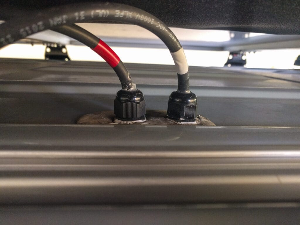 Cable glands take solar cables into the vehicle