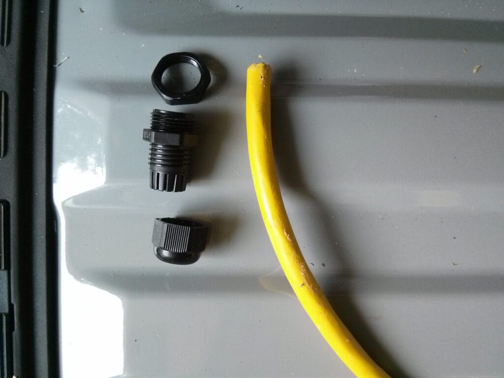 The parts of a waterproof grommet.