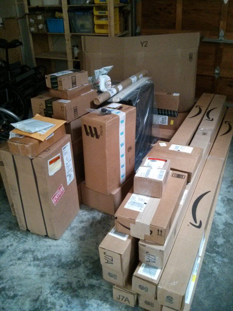 Loads of boxes. Mainly from Amazon. Got to love Prime shipping.