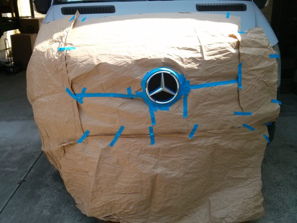 Masking the grille for the Plastidip spray