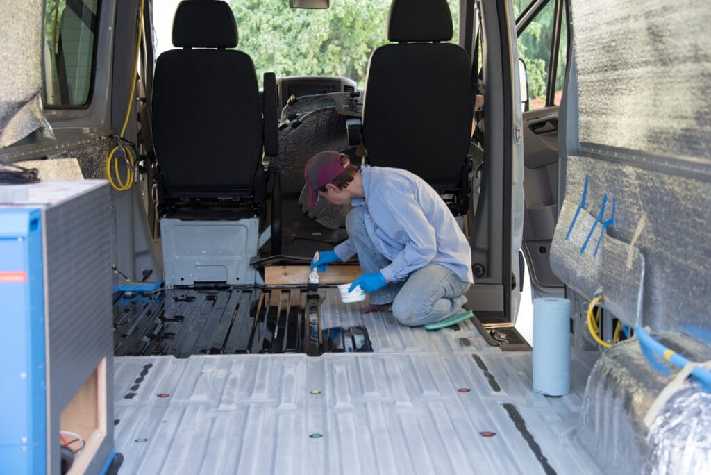 Van floor prep with POR15