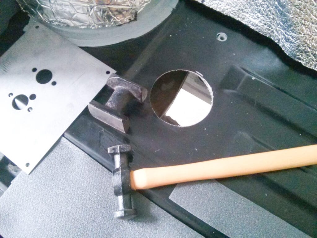Four inch hole in the floor. I had to flatten out one tiny raised section.