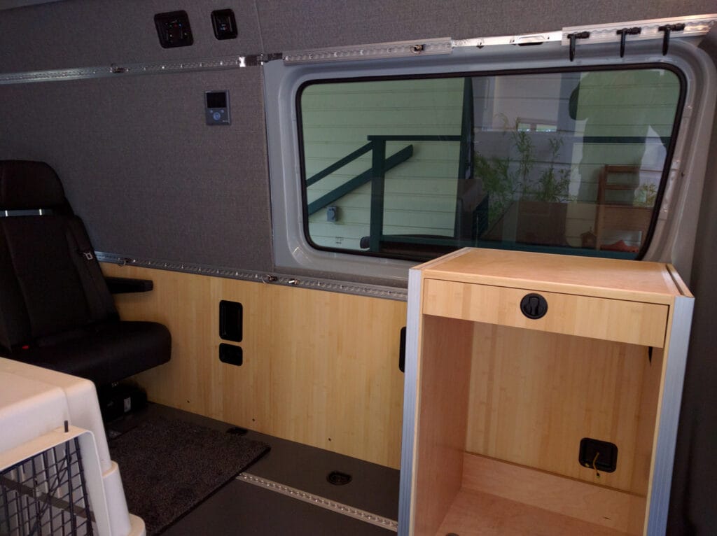 Interior walls are in place, cabinets are rough-fitted