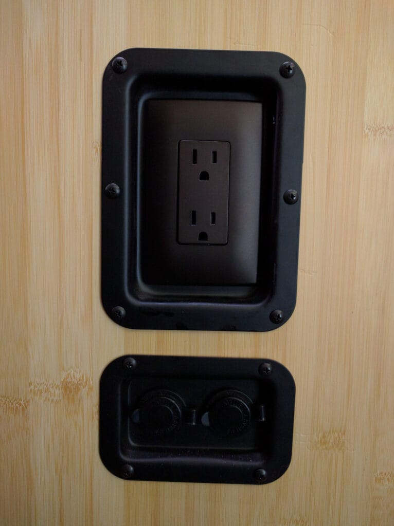 Flush-mounted 120 and 12v outlets