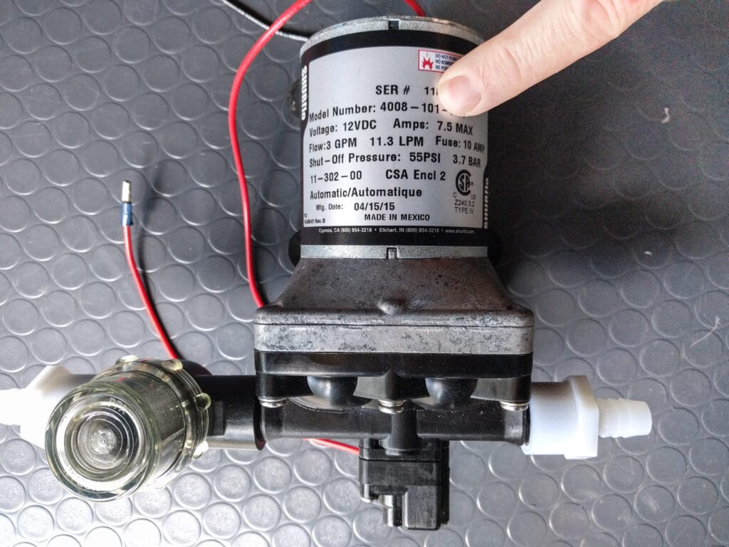Water pump electrical specs
