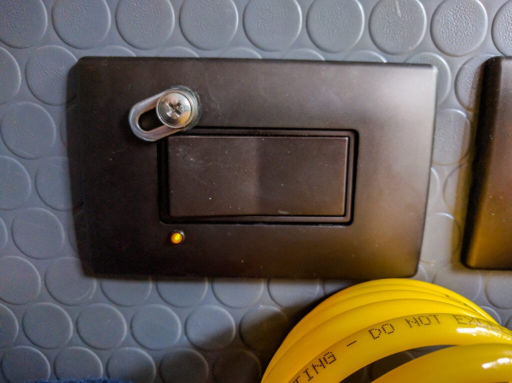 Heater switch in on position, LED lit