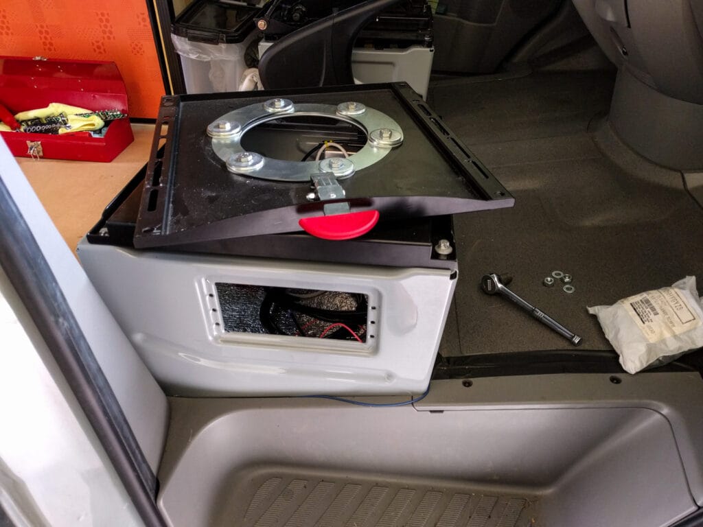 Stock height seat base with swivel