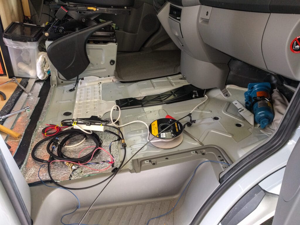 Passenger seat base removed