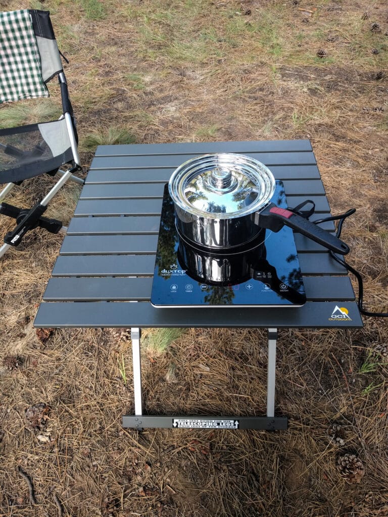 Portable induction cooktop can be used inside or outside the van