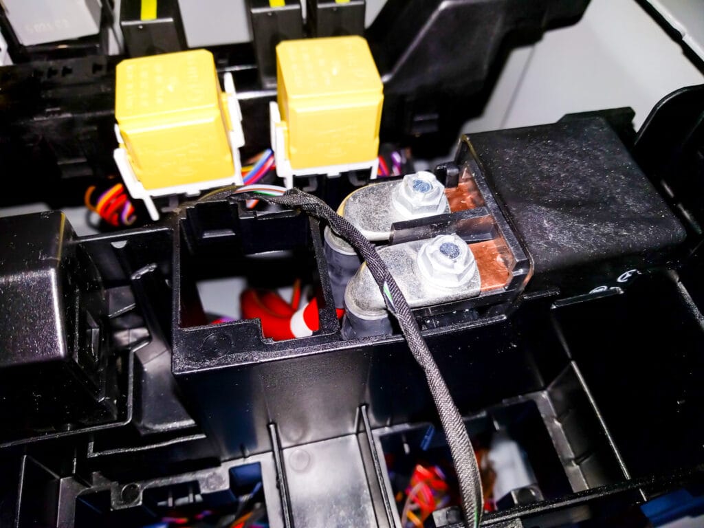 Aux battery relay under driver's seat