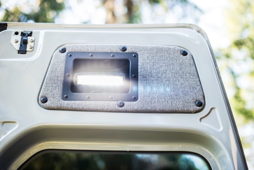 LED work lights in top panels of rear doors