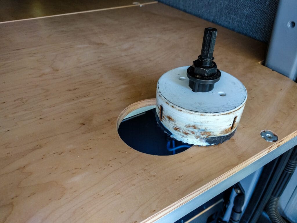 4" hole saw to create an emergency door access hole