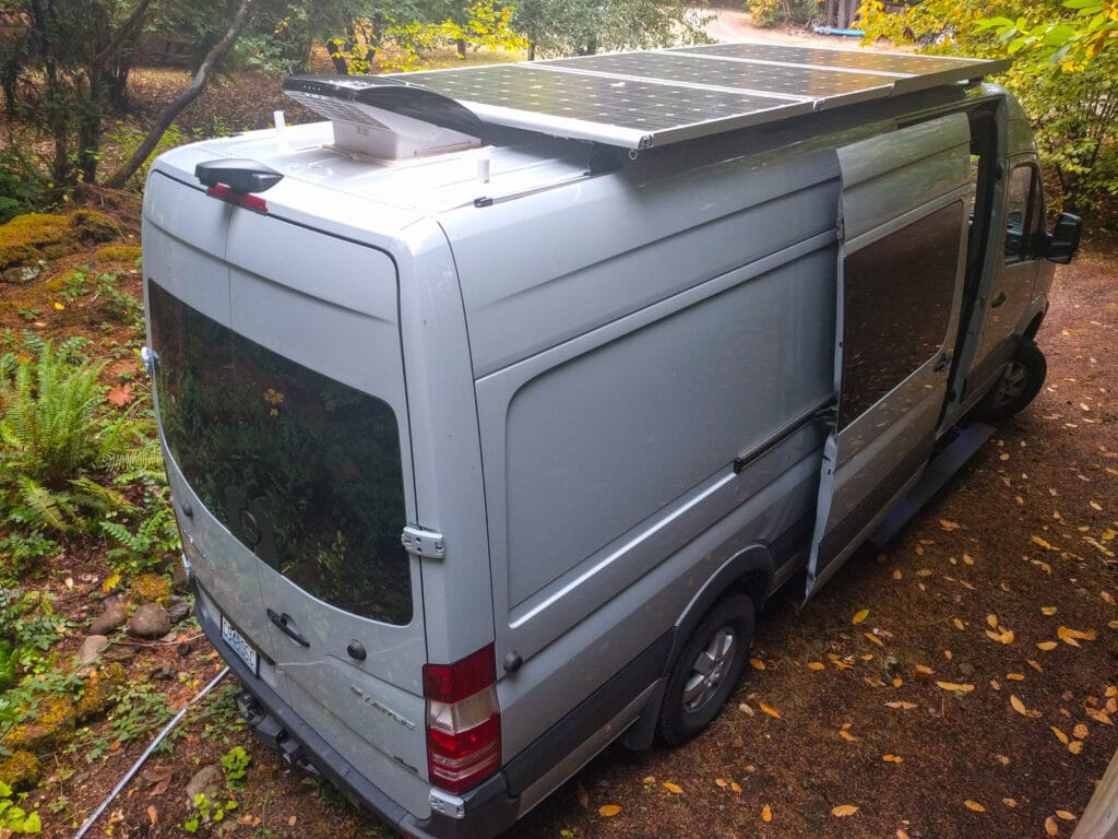Solar panels on the van roof