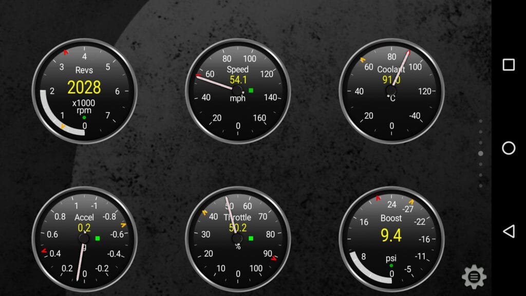 The default gauge design in Torque Pro