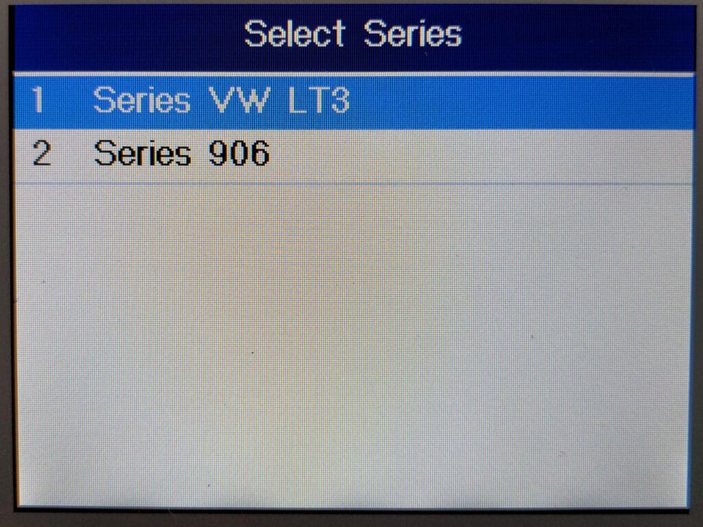 Choosing the vehicle type on the MD802