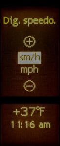 Select MPH or km/h for the secondary dash display
