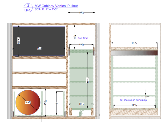 Design drawing for cabinets