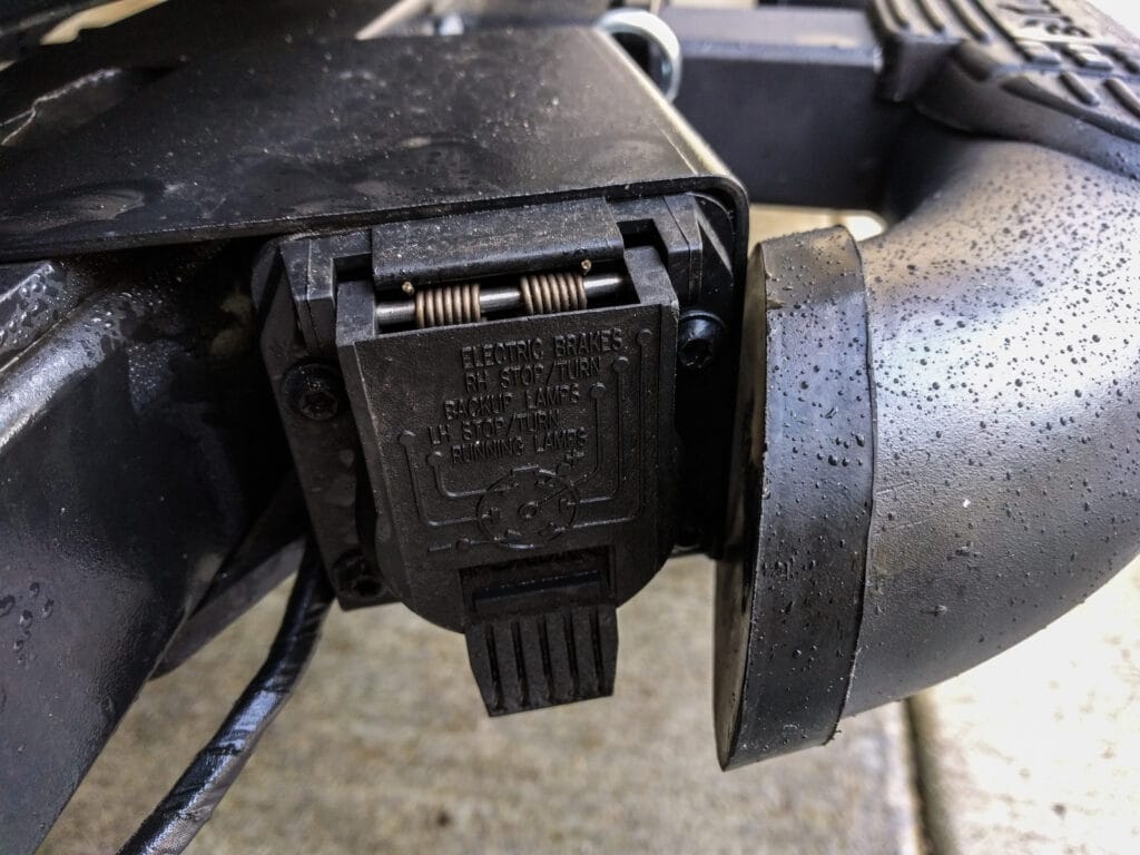 Bully hitch mounted step just clears the factory hitch wiring box