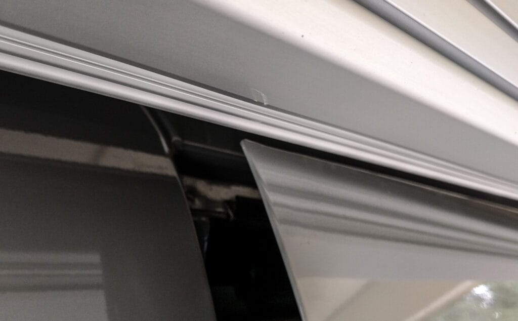 Test-fitting the awning before we added shims