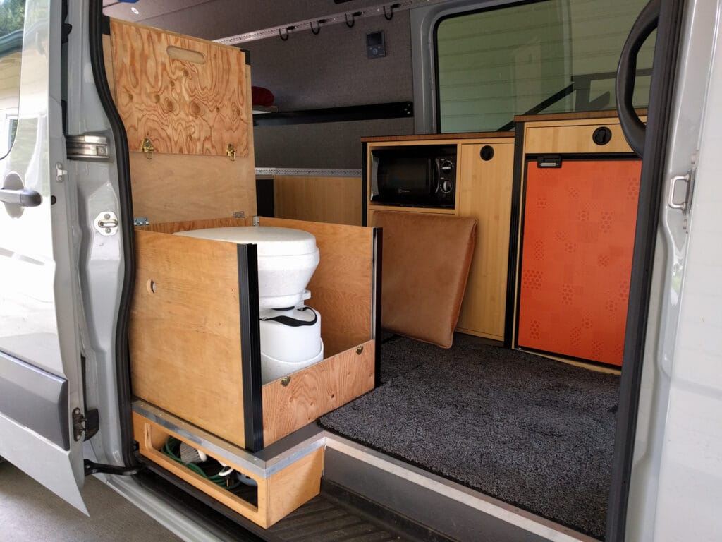 Composting toilet in the van