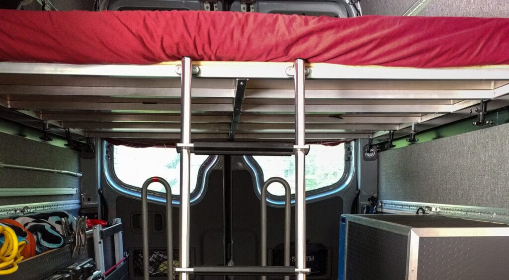 Bunk ladder attached to our bed platform