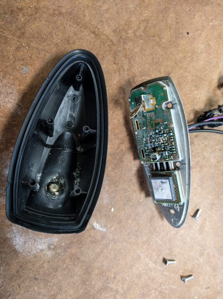 The insides of the Sprinter's powered antenna