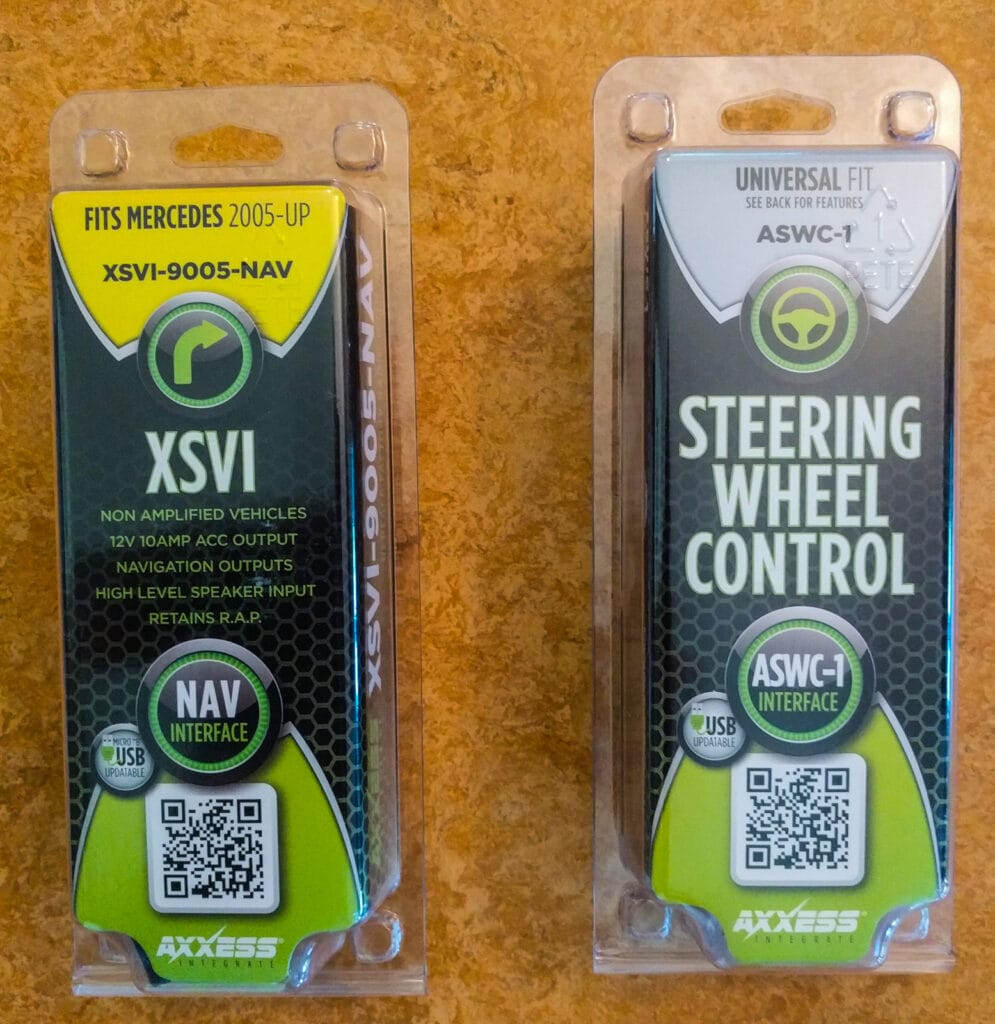The stuff we used to connect the factory harness and steering wheel controls to the aftermarket stereo