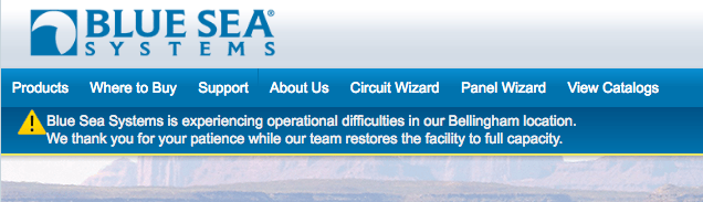 Blue Sea Systems fire damage noted on their web site
