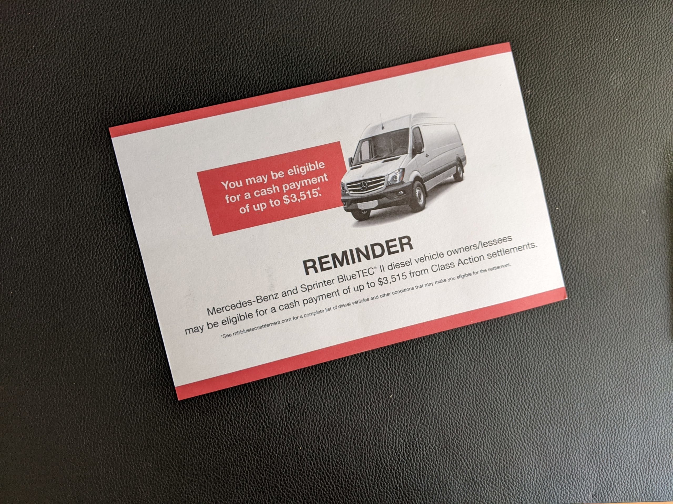 Mercedes Bluetec Class Action lawsuit payout reminder